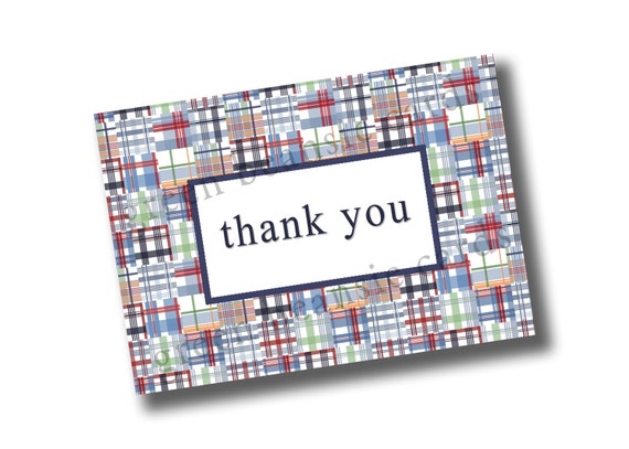 BLUE MADRAS Printable Thank You Card - 4" x 5.5" or 5" x 7" - you print Il_570xn