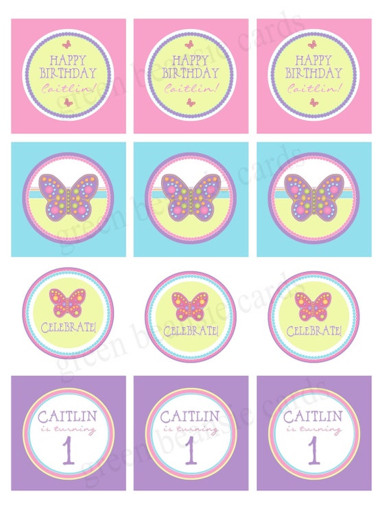 SPRING BUTTERFLY Printable Cupcake Toppers by GreenBeansieInk