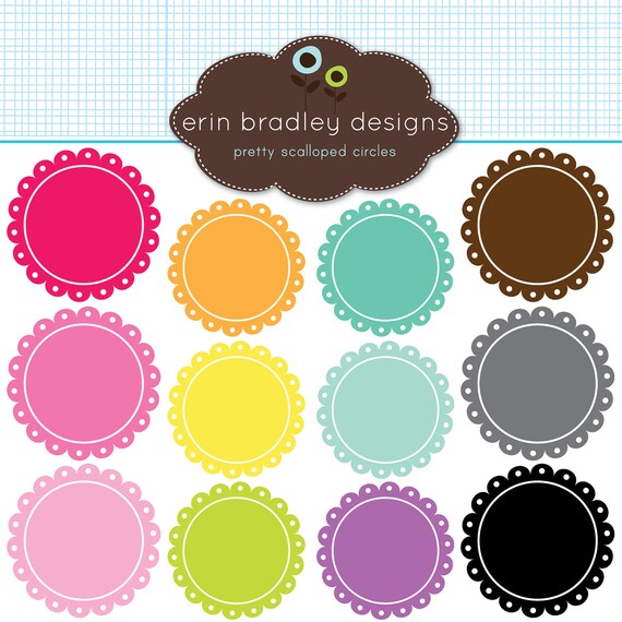 50% OFF SALE Scalloped Frames Clipart Clip Art Personal & Commercial Use Digital Scrapbooking Il_570xn