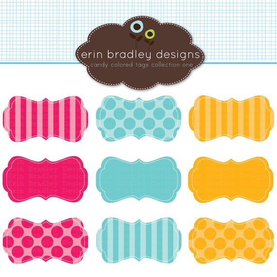 Scrapbooking Frames Clipart Clip Art in Red Blue Orange Polka Dots and Stripes Personal & Commercial Use Il_570xn