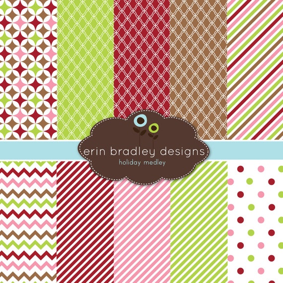 80% OFF SALE Christmas Digital Papers Personal and Commercial Use Colorful Holiday Medley Il_570xn