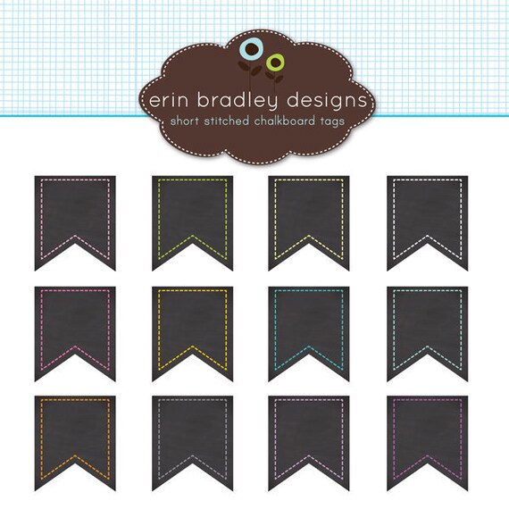 Chalkboard Flags Clipart Clip Art Personal by ErinBradleyDesigns