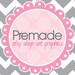 Premade Etsy Shop Banner and Avatar Set with Business Card Pink and Grey Chevron Stripes