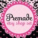 Premade Etsy Shop Banner and Avatar Set with Business Card Hot Pink and Black Damask and Polka Dots
