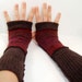 Arm Warmers in Decadent Chocolate Brown Red Raspberry - Segmented Sleeves - Recycled Sweaters