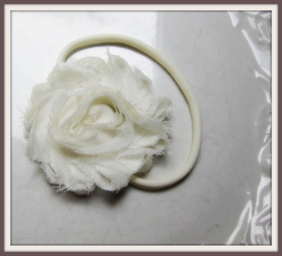 IVORY WHIP CREME Shabby Chic Frayed Rose by bellasbowtique2008