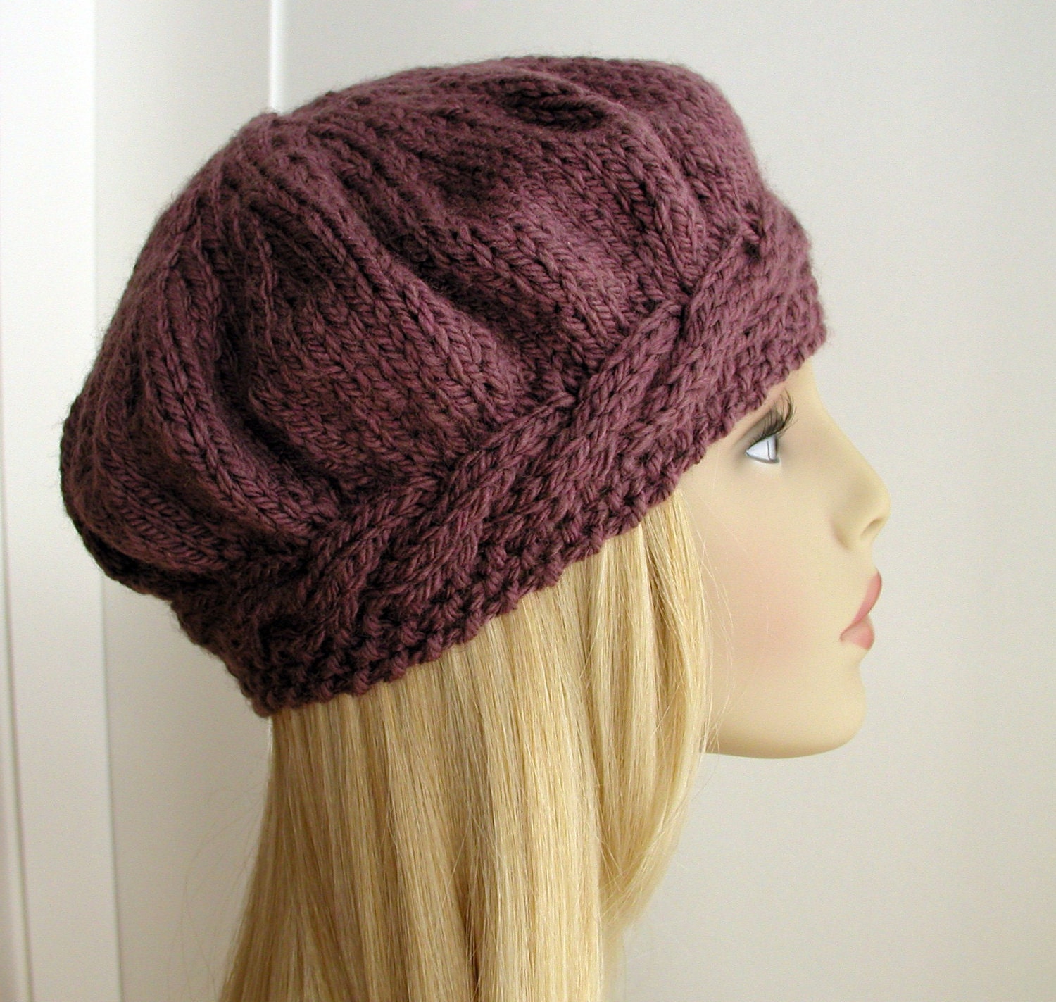 Weekend Cable Beret Tam Hat Knitting Pattern