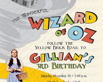 Wizard of Oz - Custom DIGITAL Birthday Party Invitation Invite for any age BOY or GIRL designs