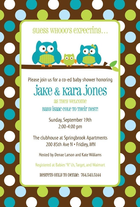 Owl Family - DIGITAL Custom Baby Shower Invitation Invite Il_570xn