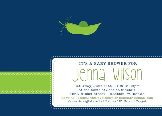 Pea in a Pod - Custom Baby Shower Invitation, boy, girl, neutral, twins Il_570xn