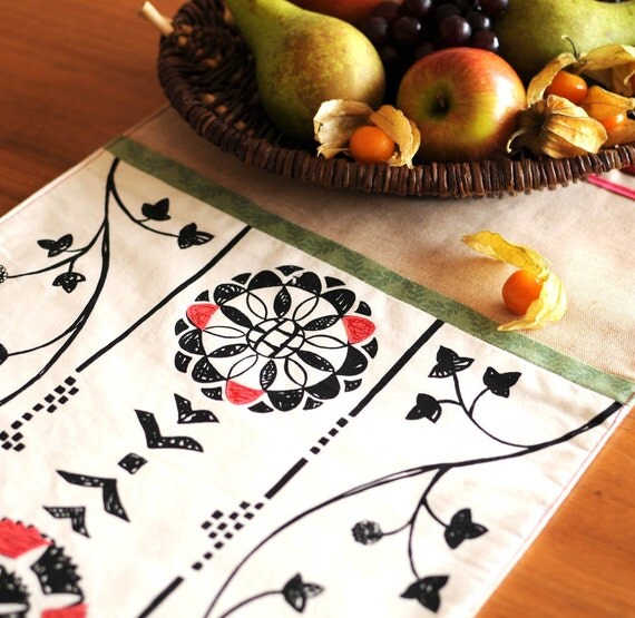 Sale Hand Printed Floral Table Runner