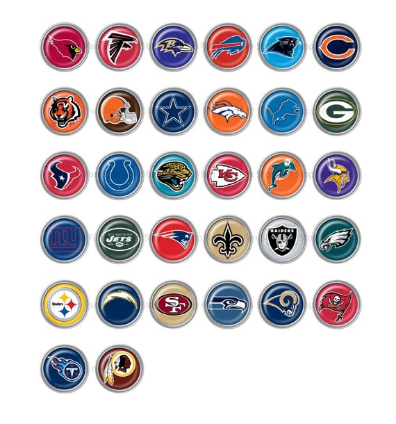 Items similar to NFL Logos in Metal Frame 1 inch Circle Pendant ...