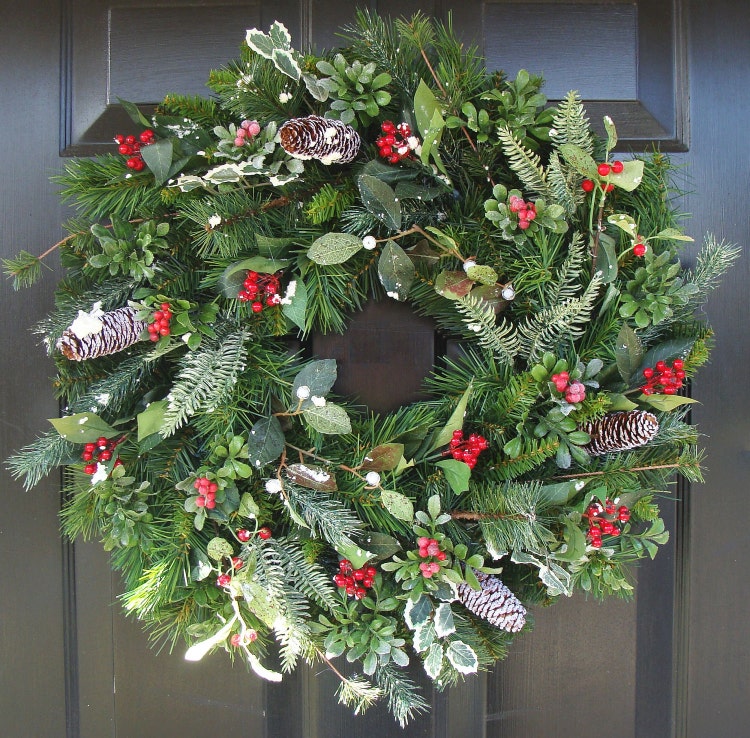 Christmas Wreath Front Door Wreath Holiday Wreath by ElegantWreath