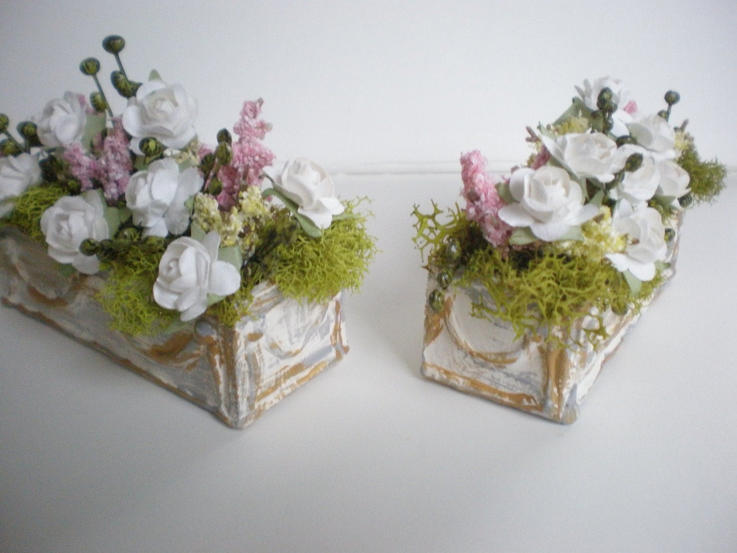 Two Large Shabby Chic Flower Window Boxes 1 Inch Scale