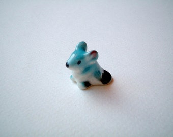 Mini Light Blue Ceramic Mouse, ceramic animal, little animal, tiny animal, small animal, tiny mouse, hamster, miniature mice, mini mouse