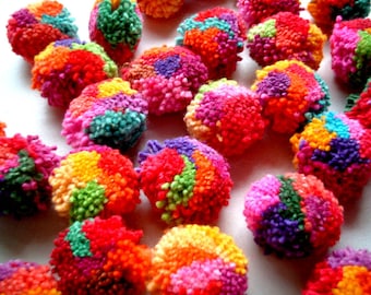 Mix Party Pom Poms, pompom, yarn pom pom, yarn pompom, cotton, party decoration, wedding decoration, bead, eco, 100 poms, SALE, discount