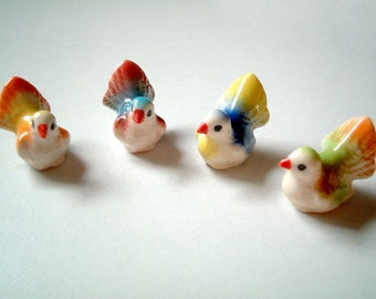 Miniature Ceramic Bird, mini animal, ceramic animal, tiny animal, little animal, decoration, small, orange, yellow, little, tiny, iammie