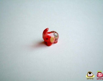Little Red Elephant Figure, ceramic elephant, miniature ceramic animal, miniature elephant, elephant figure, iammie, miniature