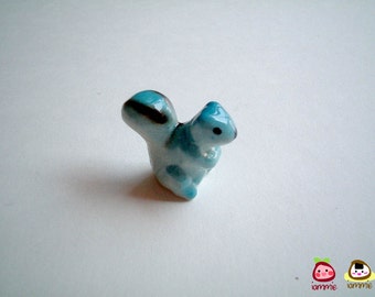 Mini Light Blue Ceramic Squirrel Figure, miniature animal, mini animal, decoration, tiny animal, small animal, cute, kawaii