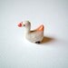Little White with Orange Bottom Ceramic Duck, goose, tiny animal, mini animal, little animal, miniature animal, small animal, geese