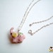 Miniature Light Purplish-Pink Ceramic Elephant Necklace, silver necklace, charm, miniature elephant, miniature animal, tiny, accessories