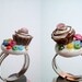 Cupcake Ring, Whip Cream Clay Ring, adjustable, polymer clay, miniature, food, bead, mini, tiny, candy, colorful, girl, crown, iammie