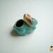 Miniature Ceramic Rabbit, bunny figure, light blue, ceramic rabbit, candle holder, miniature animal, bunny figure, tiny, mini bunny, OOAK