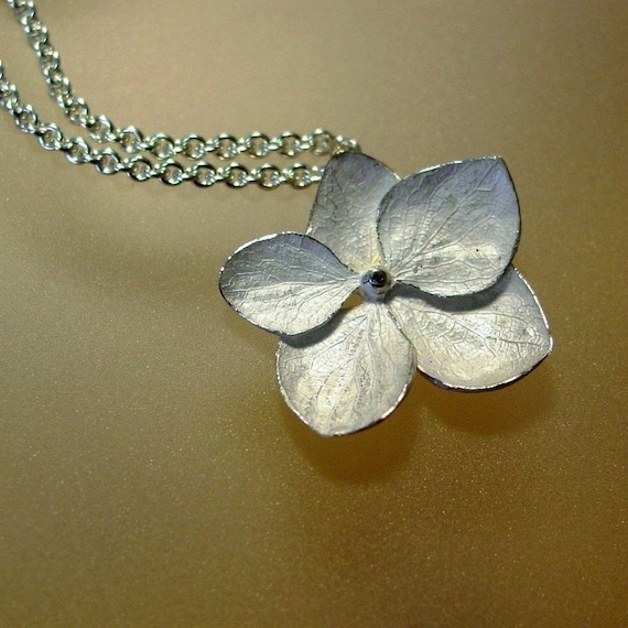 Five Petal Hydrangea Flower Necklace Made to Order