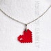 8bit LOVE laser-cut acrylic pixel heart necklace - translucent red
