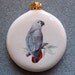 African Grey Parrot Ceramic Ornament, 22k gold decor, free personalizing by Nicole