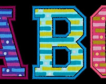 College Varsity Applique Machine Embroidery Monogram Fonts Designs Instant Download Sale