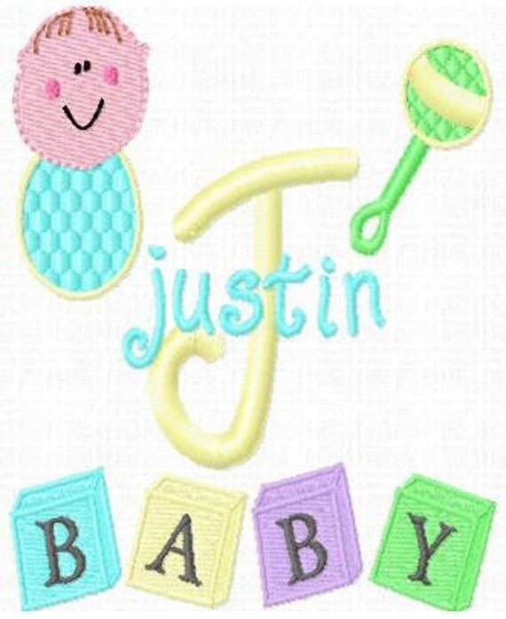 Baby Boy Monogram Fonts and Machine Embroidery Designs Set