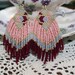 SALE hand beaded native style earrings fringe pink spring rose