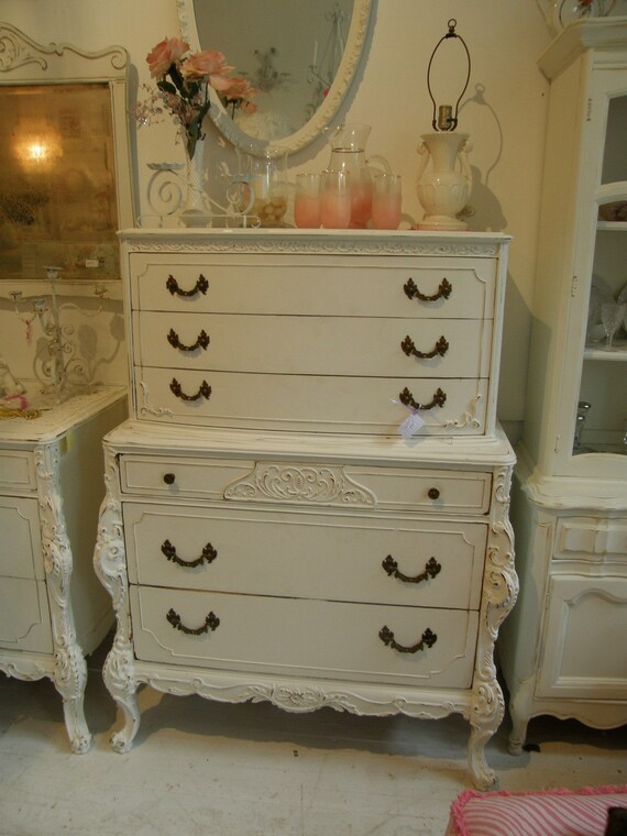 FAB antique shabby chic dresser white distressed ornate