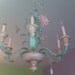 vintage shabby chic tole chandelier aqua blue green pink cottage prairie lighting floral
