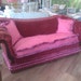 antique sofa couch shabby victorian chic red velvet vintage cottage hot pink tufted fringe