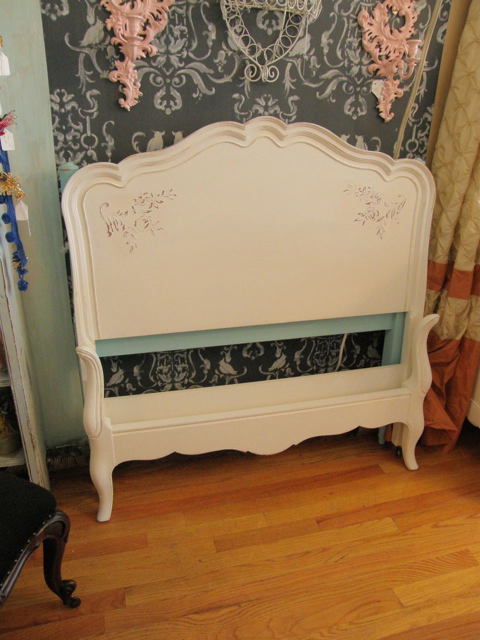 vintage shabby chic twin bed frame white distressed french
