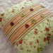 Pillow Cover red Button Deco w morning glories fabric - CLEARANCE