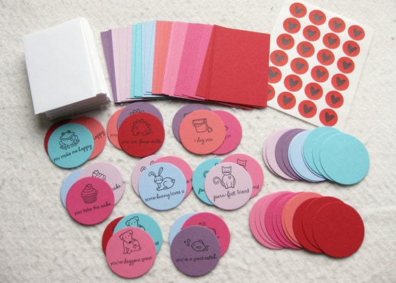 DIY Valentine Card Kit Makes 24 Mini Cards with Envelopes