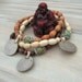 Gypsy Mala Coin Stretch Bracelets- 3 Piece Set in Mixed Woods with Tribal Metalwork and Turquoise Magnesite