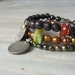 Luxe Gypsy Mala - Dark Green Pearls with Gypsy Metalwork and Orange Aventurine Beads