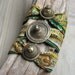 Silk Wrap Bracelet, Indian Silk, Repurposed, Bohemian, Adjustable Bracelet, Gold and Green