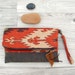 RESERVED - Navajo Fold-Over Clutch in Larger Size with Vegan Leather Base and Removable Wrist Strap