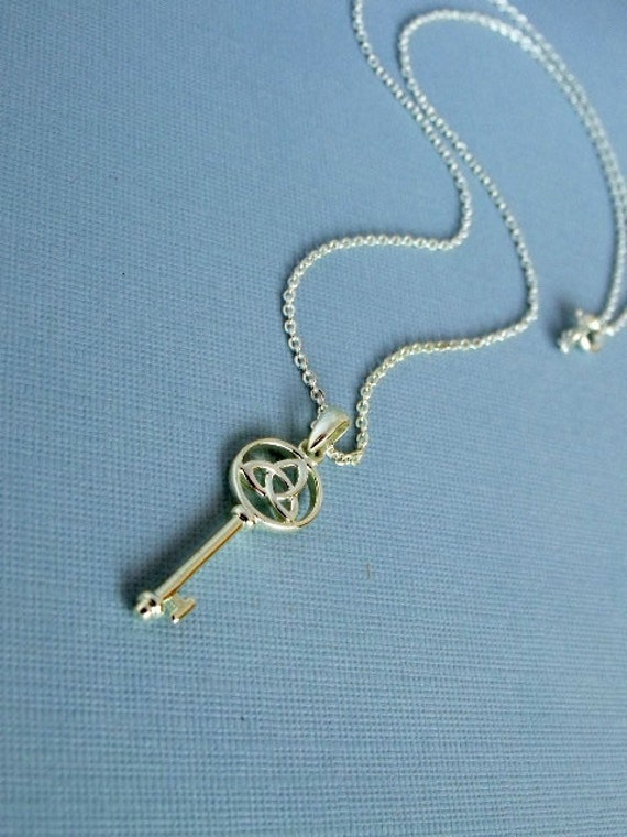 Sterling Silver Key Necklace Skeleton Key Necklace Celtic