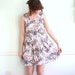 Vintage 80s Sleeveless White FLORAL GRUNGE Printed Mini Dropwaist Dress S/M