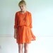 Painted Poppy Vintage 70s Bright Orange Floral Printed Ethnic Mini Dress Tunic M/L