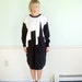 Penthouse View Vintage 80s LS Sweater Knit Geo Skyscraper Mini Dress S/M