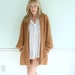 Caramel Collared Vintage Early 90s Slouchy Shawl Scooped Oversized Cardigan Sweater OS