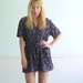 90s Navy Blue Floral Print Mini Dress Vintage LARGE Petite