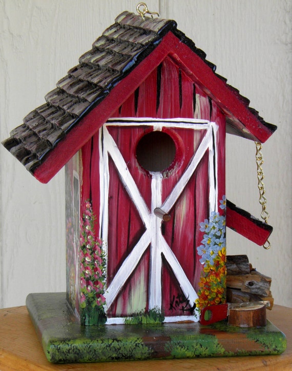 Birdhouse Red Barn by BirdhouseBlessings on Etsy